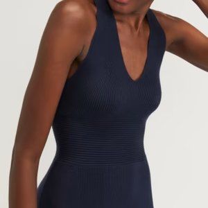 Everlane The Ribbed Cotton Cross-Back Dress Medium Navy